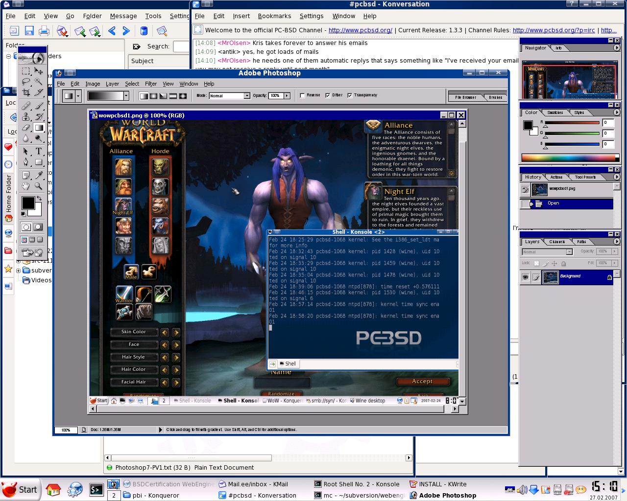 Photoshop ja WoW PC-BSD-s