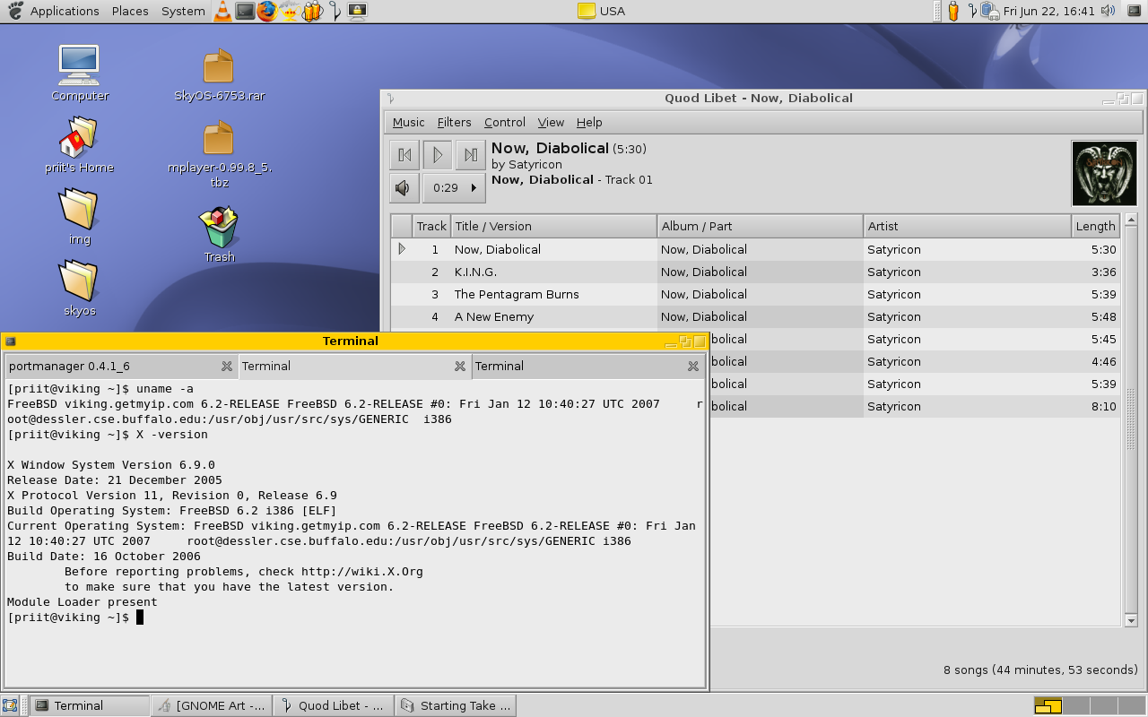 FreeBSD 6.2, Gnome 2.16.1 + BeOS theme, 1280x800 nVidia draiveritega