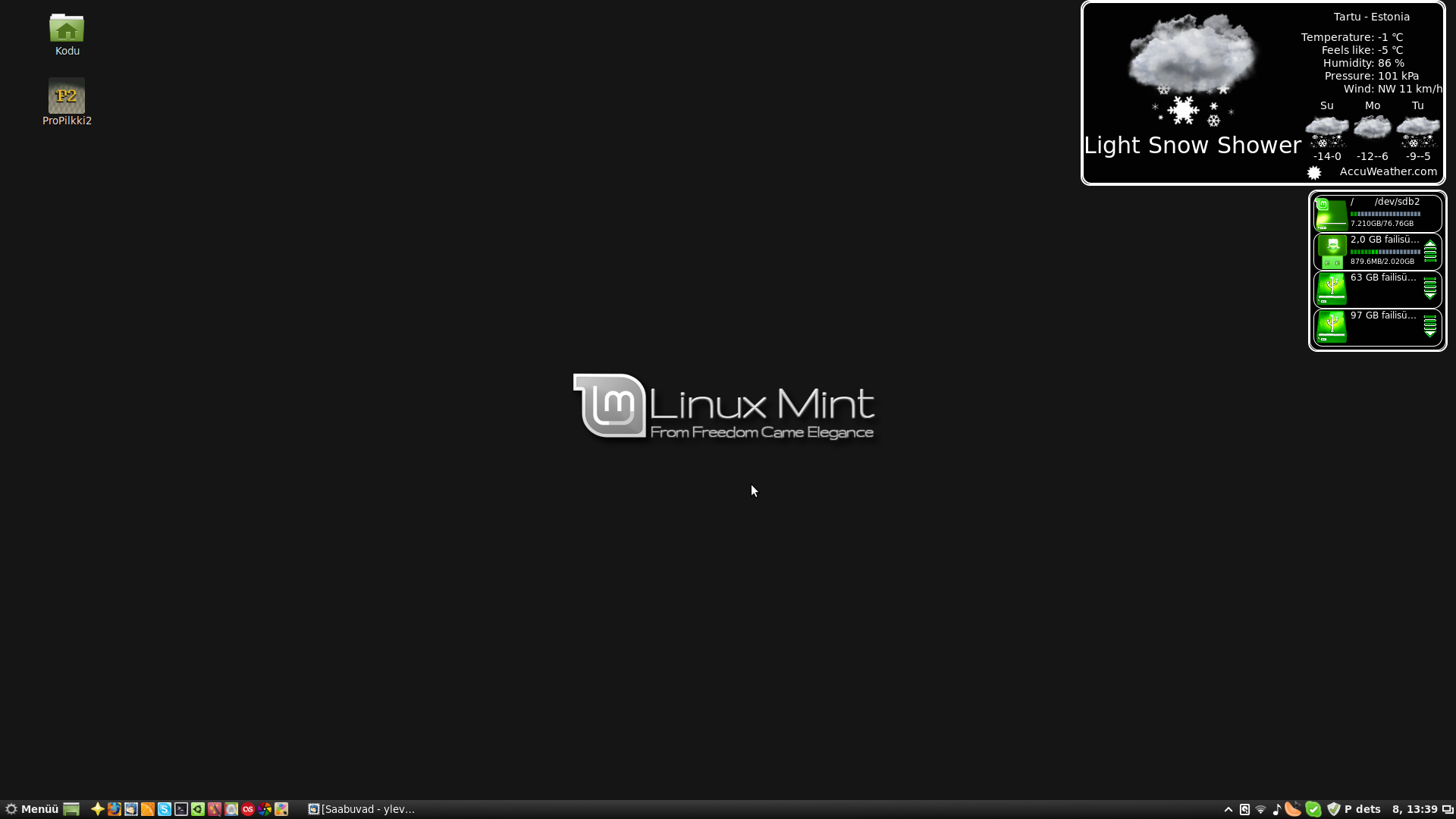 Linux Mint 13+Cinnamon 1.8 töölaud