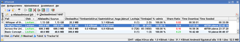 KTorrent paneb segast.