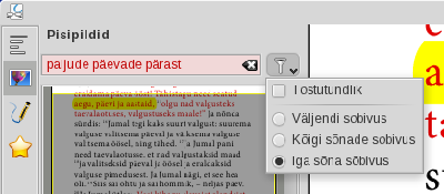 pilt okulari otsingu valikutest