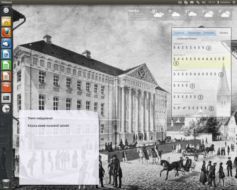 Kooliõpilase Estobuntu töölaud