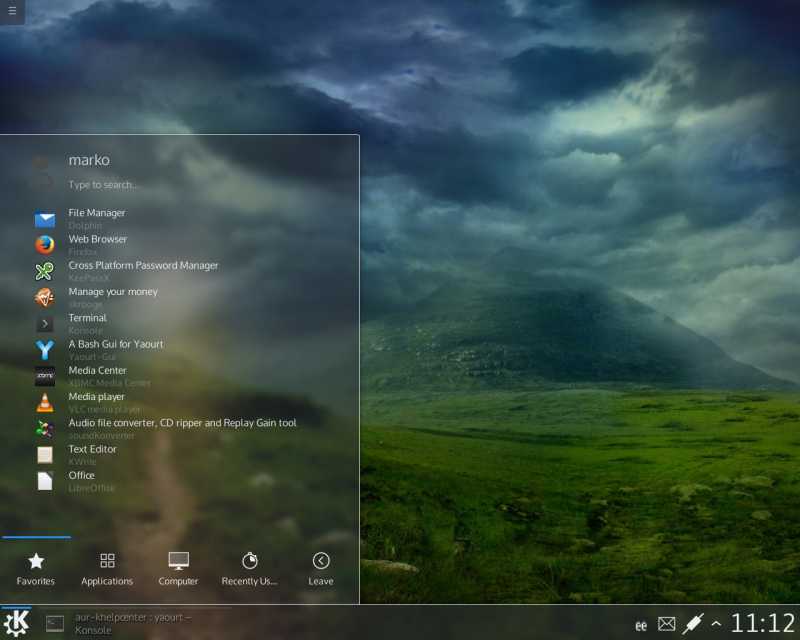 KDE Plasma 5.0 menüü